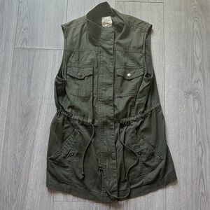 Olive Green Zip Up/Button Up Vest